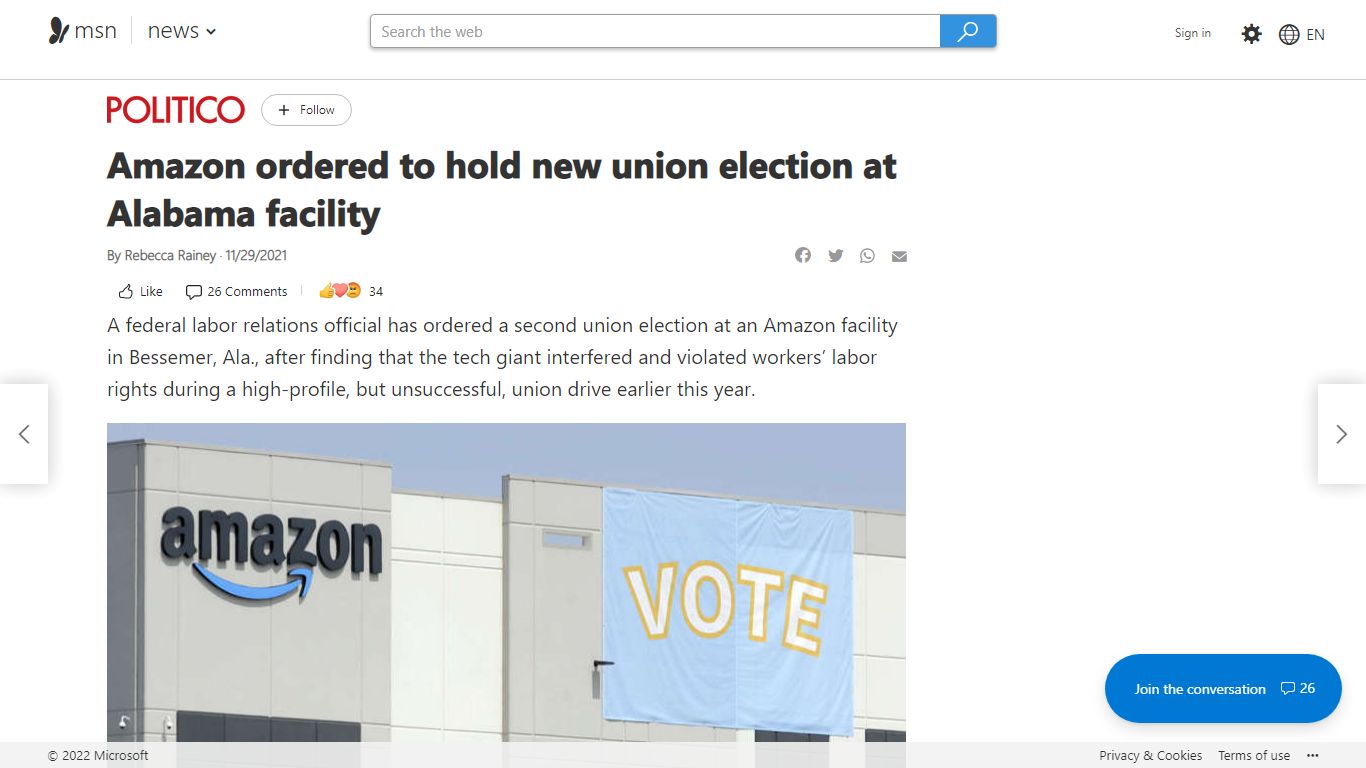 Amazon ordered to hold new union election at Alabama facility - MSN